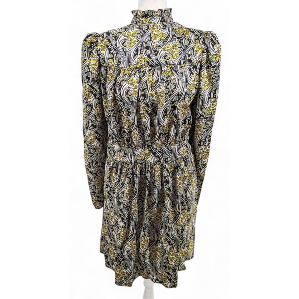 Topshop Black and Yellow Floral Long Sleeve Dress